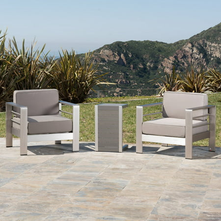 Cape Coral 3 Piece Outdoor Chair with Wood Side Table
