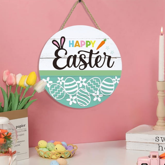 Fiudx Decoración de Pascua, Encantador Letrero de Madera Colgante, Arte Mural Primaveral Colorido, Opciones de Exhibición Versátiles, Decoración para La Entrada, Idea de Regalo Pensativa, Creación de