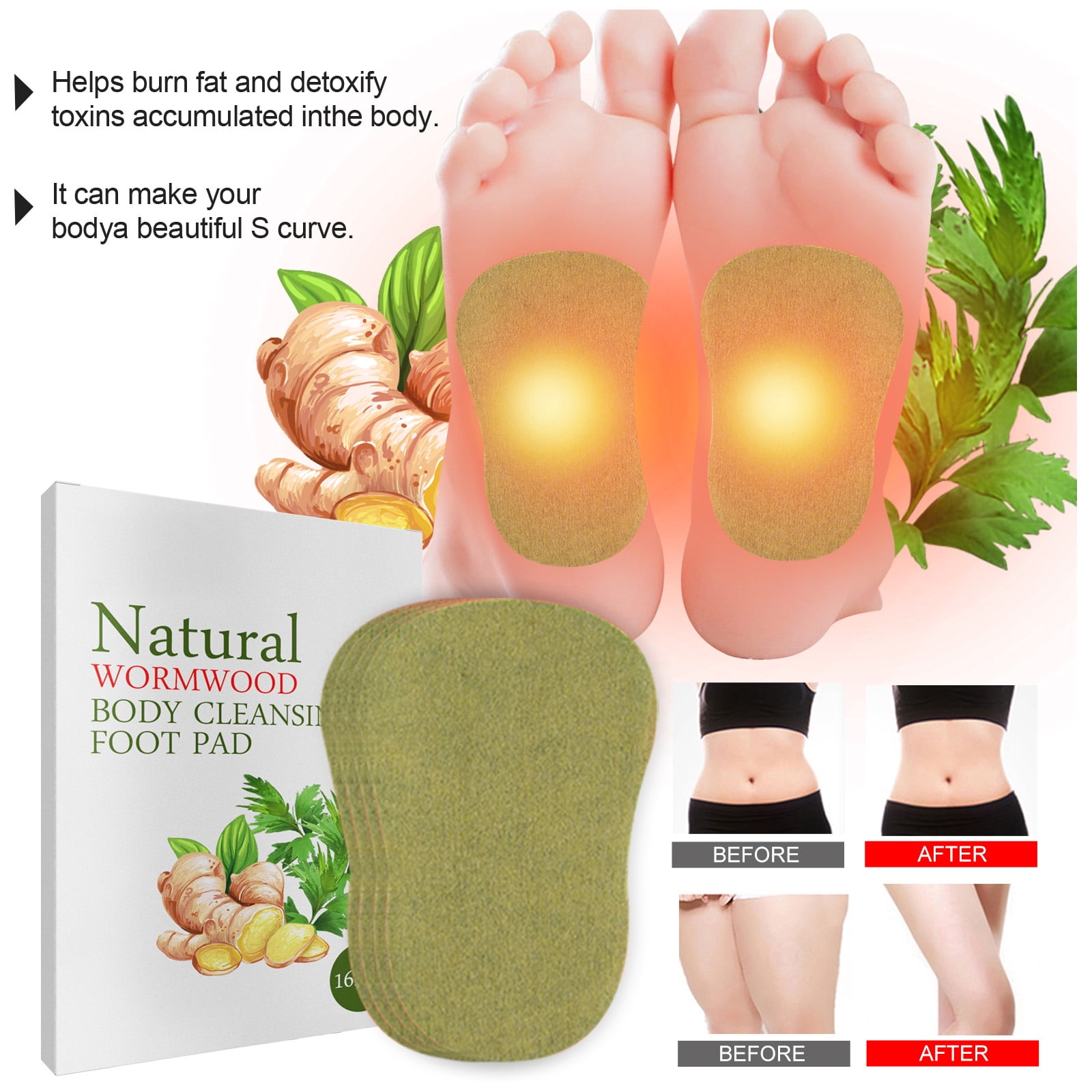 Alvantor Wormwood Foot Pads, Body Cleansing Patch for Sleep Aid, Stress Relief & Detox, 16 Count