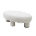 thumbnail image 3 of Benjara Cid 46 Inch Accent Bench Ottoman, White Polyester Oval Seat, Pine Wood Legs, 3 of 5
