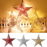 Grofry Christmas Glitter Stars Glitter Indeformable Vibrant Color Party Hanging Christmas Glitter Stars for Home Golden
