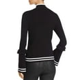 thumbnail image 2 of Marled Women's Track Stripe Ruffle Trim Sweaters, Black, Large, 2 of 4