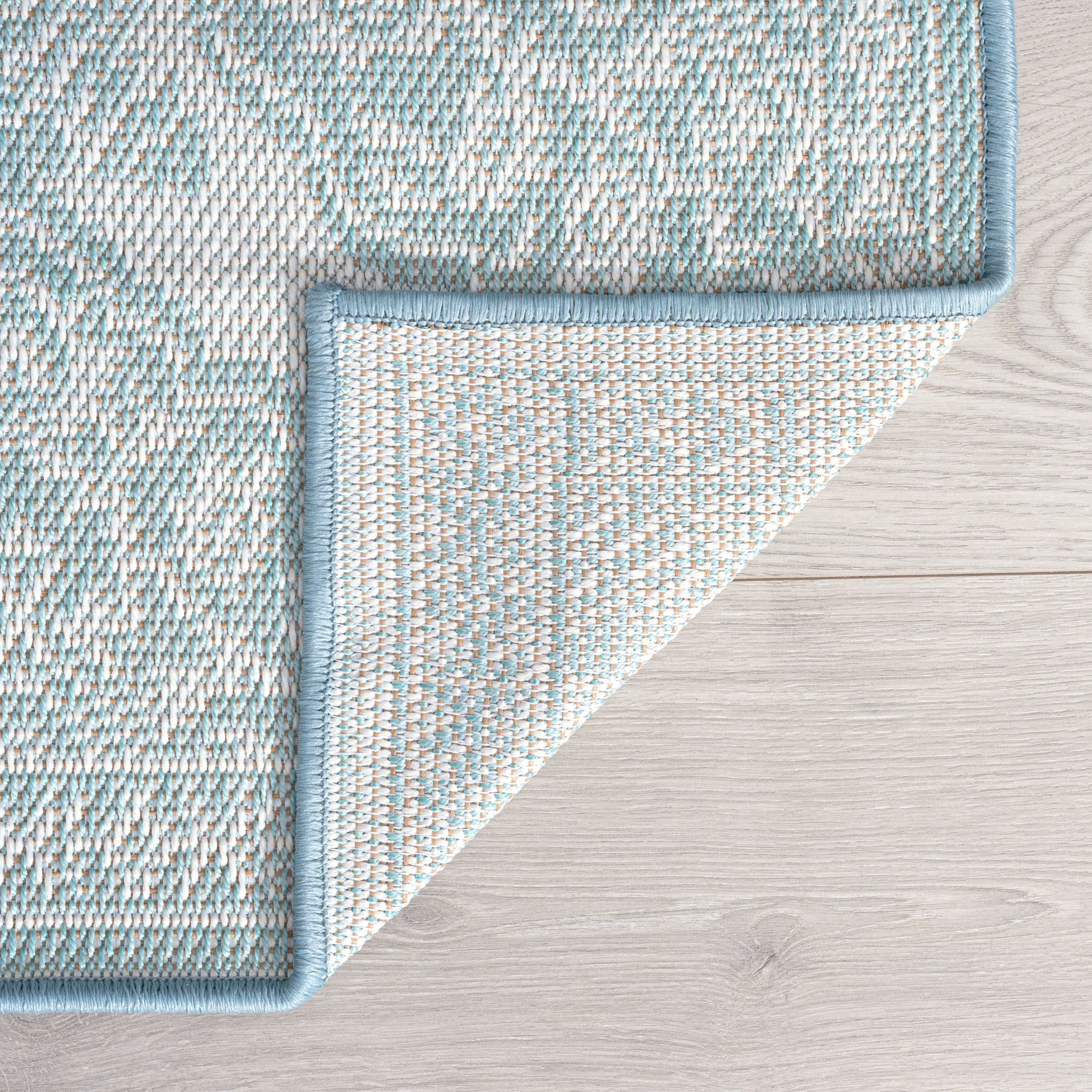 8x10 Water Resistant, Large Indoor Outdoor Rugs for Patios, Front Door Entry, Entryway, Deck, Porch, Balcony | Outside Area Rug for Patio | Aqua, Floral | Size: 7'11'' x 10'3''
