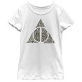 thumbnail image 2 of Little, Big Deathly Hallows Text Symbol Girls Short Sleeve Tee Shirt, White, X-Large, 2 of 2