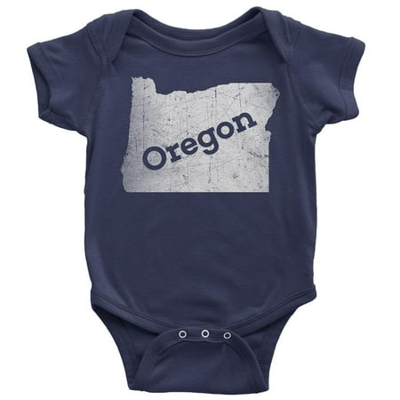 3-6 Months / Navy Blue Oregon Baby Bodysuit Home Shirt