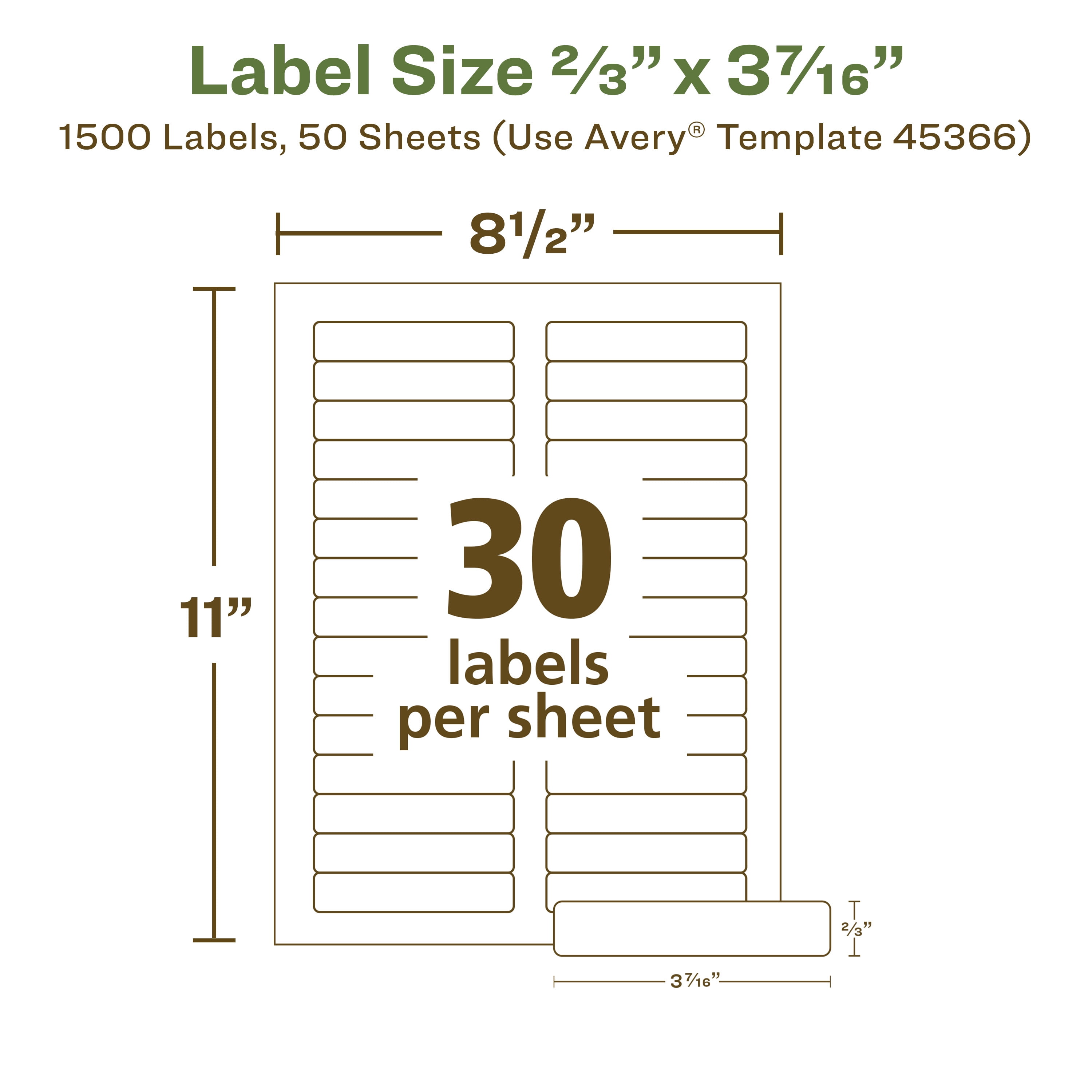Avery EcoFriendly Folder Labels, 2/3" x 3-7/16", 1,500ct (45366)