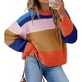 thumbnail image 6 of Winter Women Color Block Cropped Sweaters Casual Oversized Striped Pullover Tops, 6 of 6