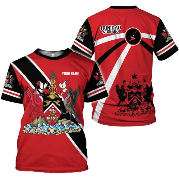 Personalized Trinidad & Tobago Shirts Trinidad and Tobago Coat of Arms Flag 3D Shirts Trinidad Pride Independence (T-shirt, S)