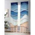 thumbnail image 4 of Light Blue Ripple Sheer Curtains 2 Panels Set Light Blue Gradient Abstract Line Lihgt Filtering Rod Pocket Voile Drape, Semi Sheer Window Curtains for Bedroom Living Room, 52"x108", 4 of 5