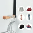 thumbnail image 4 of Foldable Over The DoorHooks, Wooden Collapsible Coat Hanger for Towels Clothes, Space Saving DoorHook Organizer, Black, 4 of 9