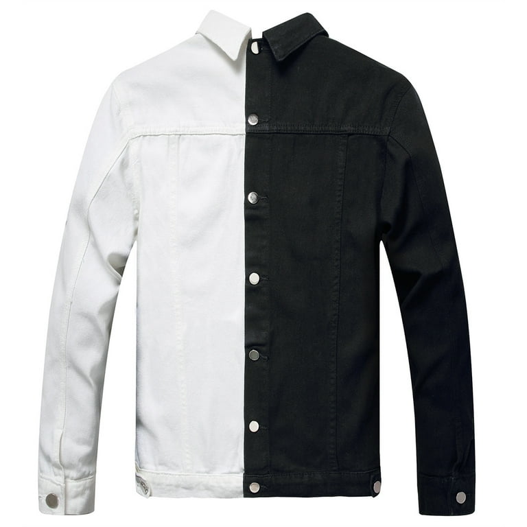 Black White Jean Jacket Mens  White Colour Denim Jacket Mens