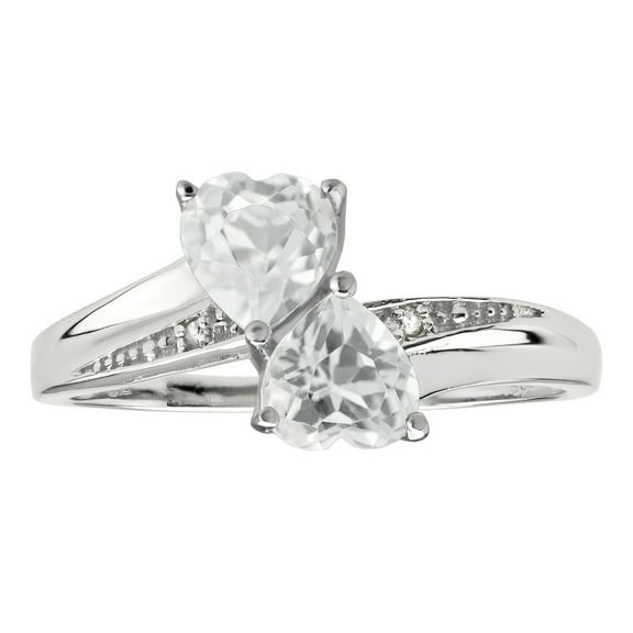 1.00 Ct Heart Natural White Topaz 925 Sterling Silver Ring Size 8