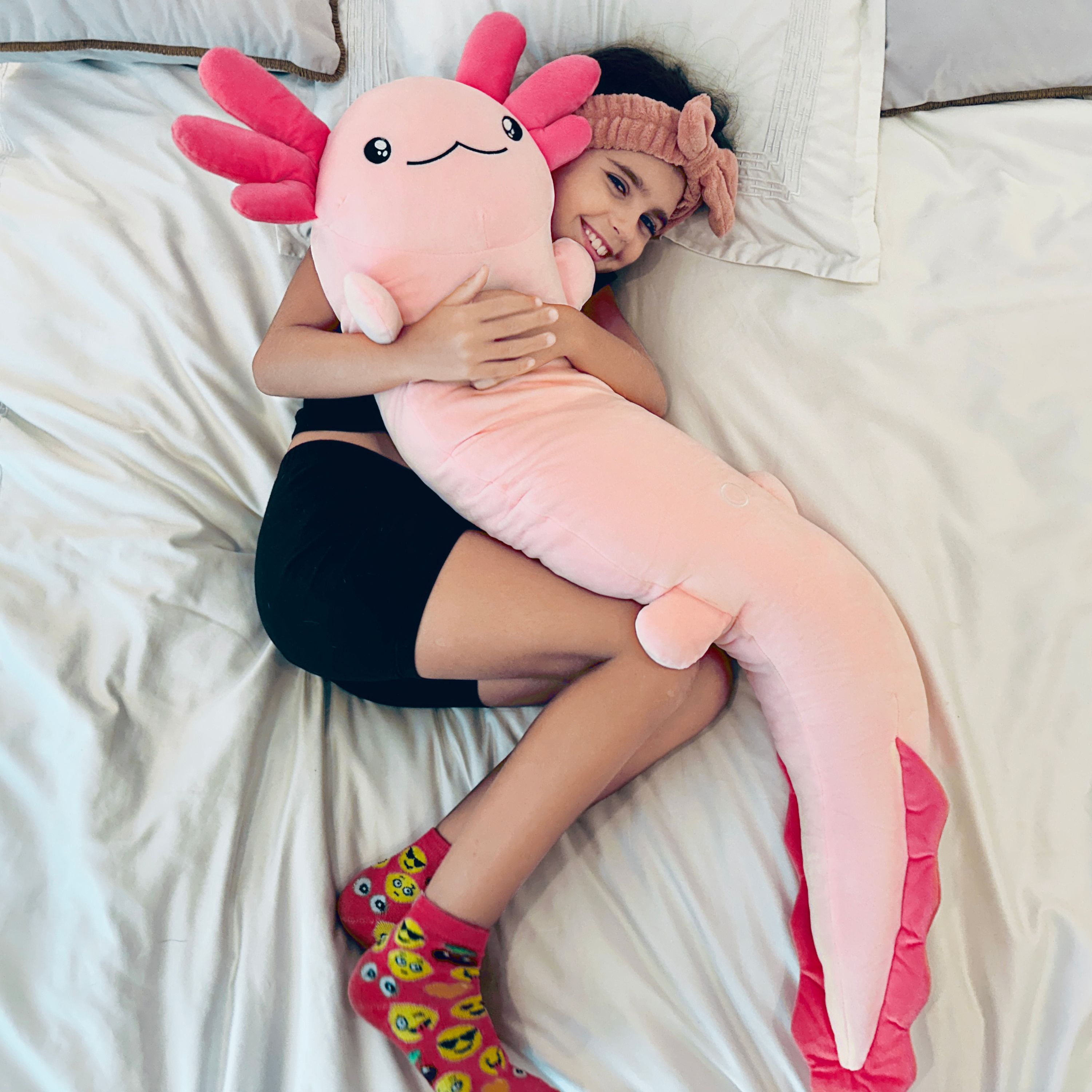 Tezituor 48" Axolotl Stuffed Animal Giant Stuffed Axolotl Glow in The Dark Plush Toy