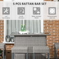 thumbnail image 3 of Grey 5-Piece PE Rattan Wicker Patio Bar Set with Glass Top Table & 4 Stools - Outdoor High Top for Garden, Deck & Poolside Entertaining, 3 of 7