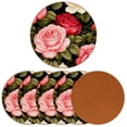 thumbnail image 2 of Rose 6PCS Round Microfiber Leather Table Coasters Set, 11x11 cm/4.3x4.3 in, Drink Coaster Mats for Home and Kitchen Use, 2 of 6