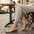 thumbnail image 4 of Ablanczoom Womens Sandals: Comfortable Wedge Dressy Sandals Women Shoes Elastic Ankle Strap Summer Beach Footwear, 4 of 7