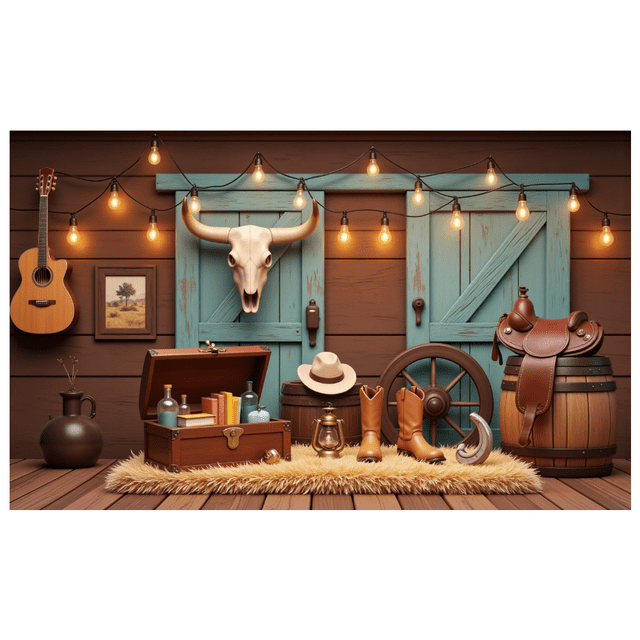 Rustic Design Cowboy Banner Western Theme Decoration Vintage Wooden Elements for Western Party Theme Party Cowboy Event