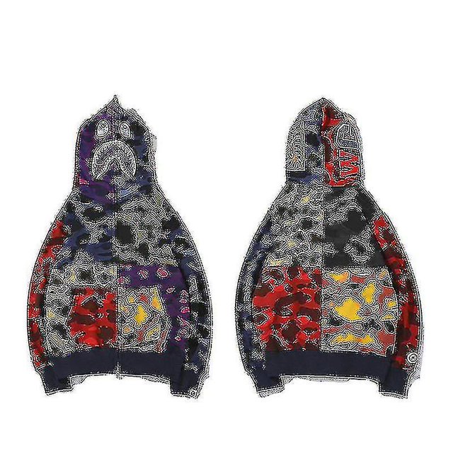 Mens Hoodie Camo Loose Zipper Jacket Sweatershirt For Men Boy_fs
