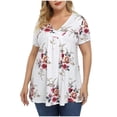 thumbnail image 2 of Fesfesfes Womens Oversized T Plus Size Women Short Sleeve Printed V-Neck Boho Blouse Basic Tee Tunic Tops Tshirt for Women 8(L), 2 of 8