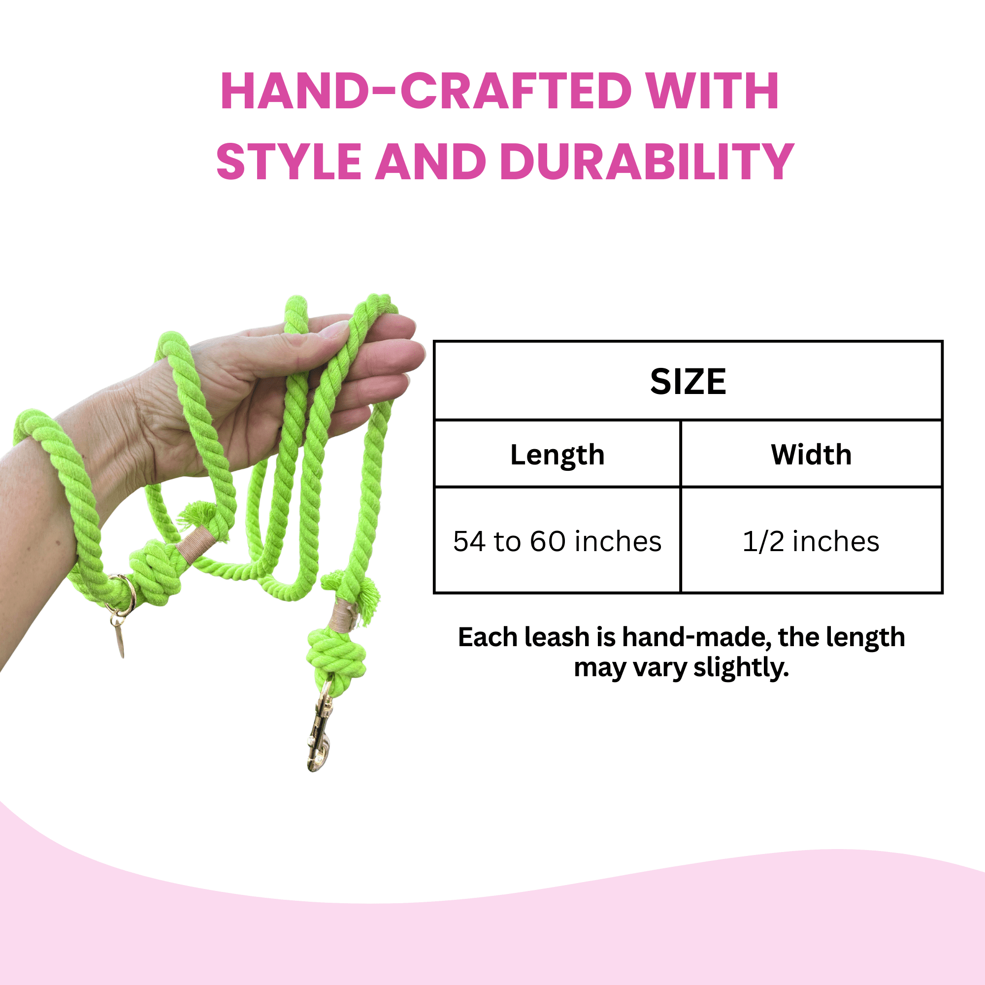 Lime Green Boho Chic Style Dog Leash - Glow Pups