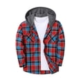 thumbnail image 4 of Wuxian Men's Flannel Hoodie Shirts Casual Button Down Plaid Shirt Jackets For Men Long Sleeve Stylish Hooded With Pockets, 4 of 6