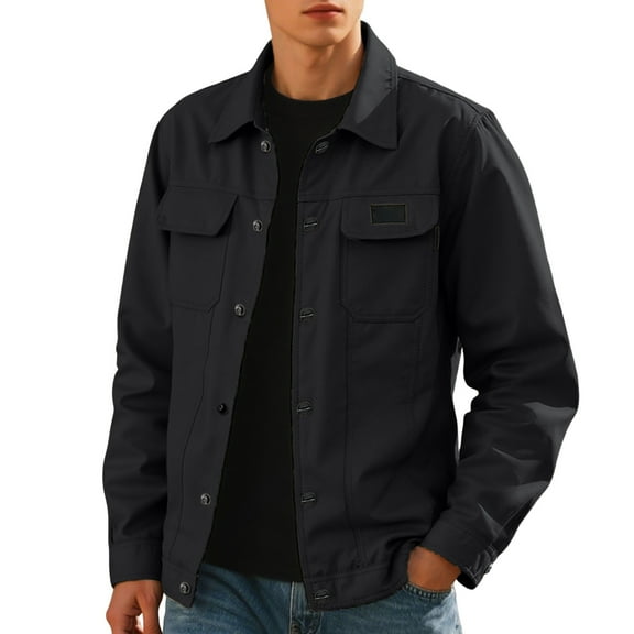 Rggeeun Jackets For Men Casual Lightweight Comfortable Slim Fit Long Sleeve Button Lapel Outerwear For Daily Wear Outdoor Activities Outwear Fashion