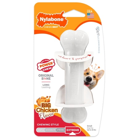 Nylabone Power Chew Original Bone Dog Toy Dog Chew Toy Chicken Flavor Small 1 Count