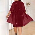 thumbnail image 4 of QQZ Womens Plus Size Mesh Cocktail Dress Petal 3/4 Sleeve Round Neck Wedding Guest Party Midi Dresses, 4 of 7
