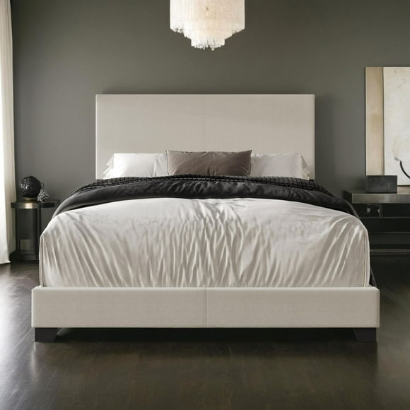 K-Living Gian Fog Colored Linen Fabric Double Bed! BOX SPRING IS NOT REQUIRED!
