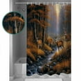 thumbnail image 4 of Deer in Shower Curtain, 60" x 72", the Forest Brown Trees with Creek Waterproof Bathroom Curtain Washable Shower Curtain Set with 12 Hooks, 4 of 6