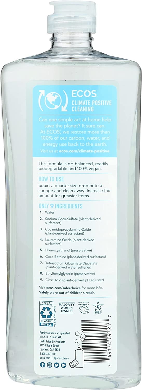 Earth Friendly Ecos Dishmate Free & Clear 25 fl oz Pack of 4
