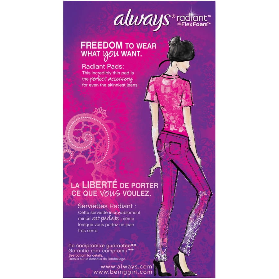 Always Radiant FlexFoam Scented Pads, Super, 28 Count