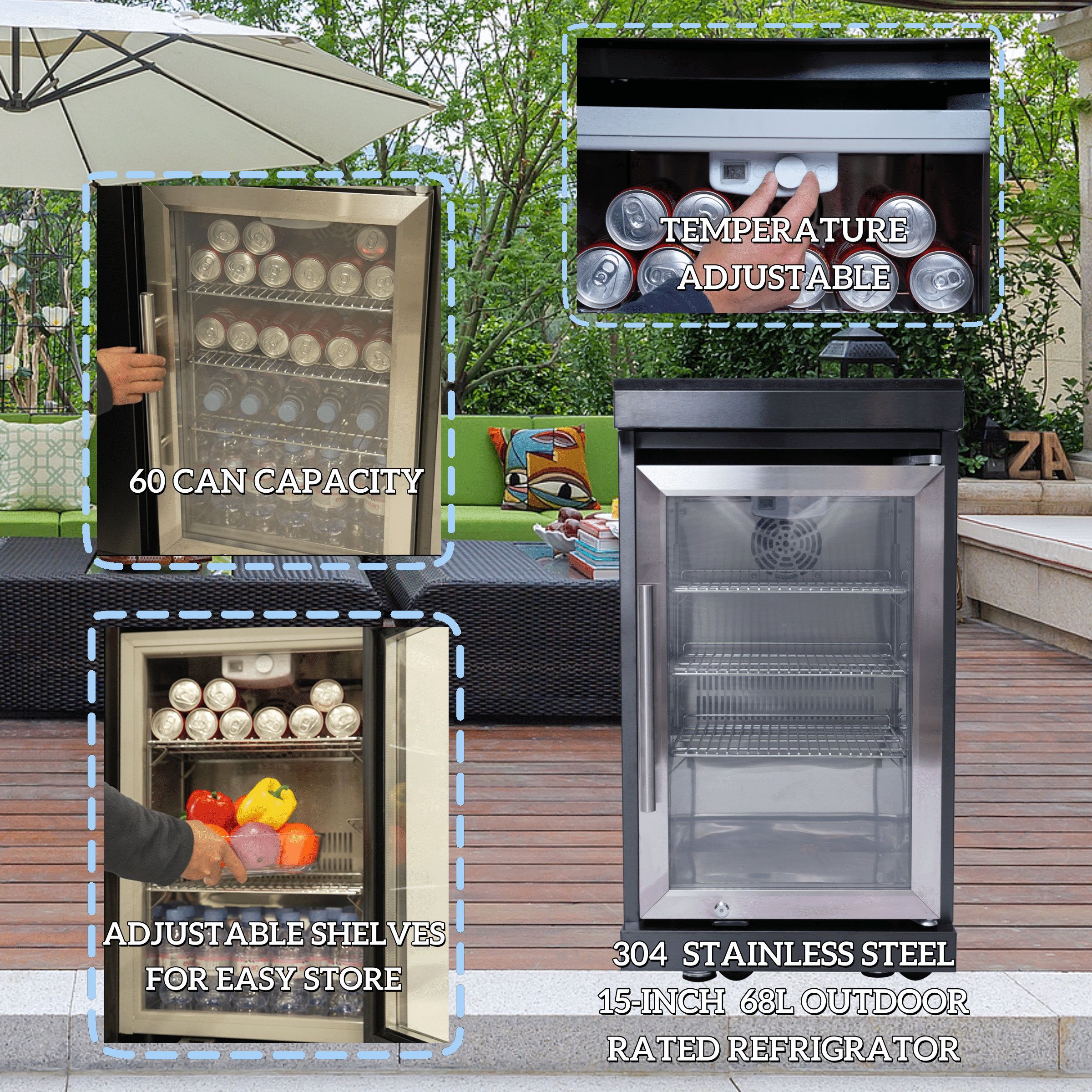 Stainless Steel 43-inch 6-Burner 85000 BTU Deluxe  LP Gas Outdoor Kitchen Bar Barbecue Island Grill + Wine Cooler Compact Refrigerator + Rotisserie Kit + Granite Countertops + Stainless Steel Sink