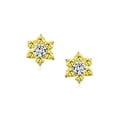 thumbnail image 2 of Bling Jewelry Yellow CZ Flower Stud Earrings Imitation Citrine 14K Gold Screwback, 2 of 6