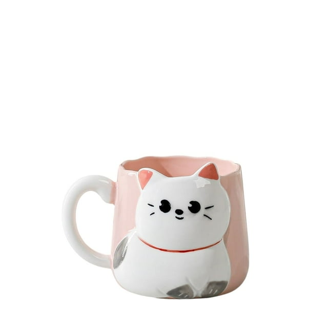 Taza de cerámica Gatito con relieve HappyWare 500ml rosa