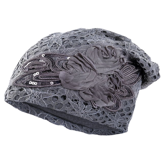 Femmes Élégantes Dentelle Florale Slouchy Baggy Tête Bonnet Bonnet Cancer Turban
