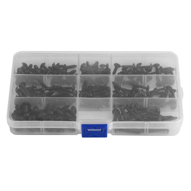 200Pcs Carbon Steel Round Head Self Tapping Screw Tools Accessories Set Screws Kit for Plastic, Wood and Soft Metal