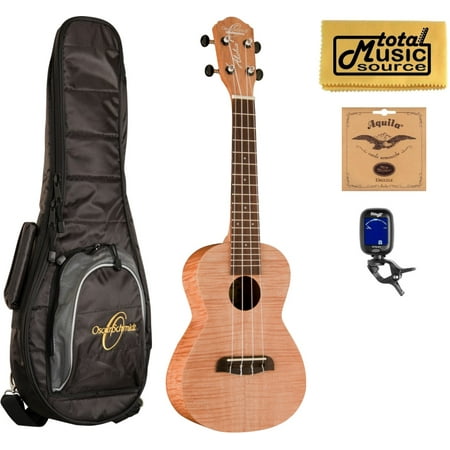 Oscar Schmidt OU2TF Tenor Flame Maple Ukulele, w/ O.S. Gigbag Bundle