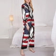 thumbnail image 3 of Uemuo Vintage Baseball American Flag Pattern Womens Pajama Sets,PJ Set for Women,Pajamas for Women Logo,Long Sleeve Pajama Set for Women,Soft Long Sleeve Top With Pants-Large, 3 of 7