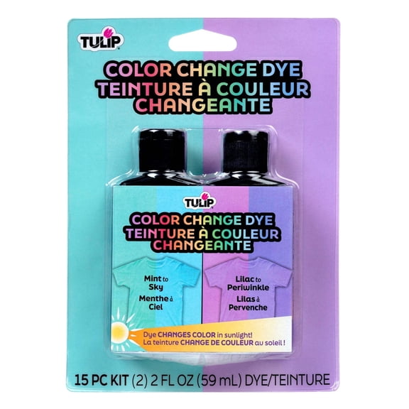 Tulip Color Change Sunlight Activated Liquid Fabric Dyes Kit for 100% White Cotton 2 Fl oz 2 Pack