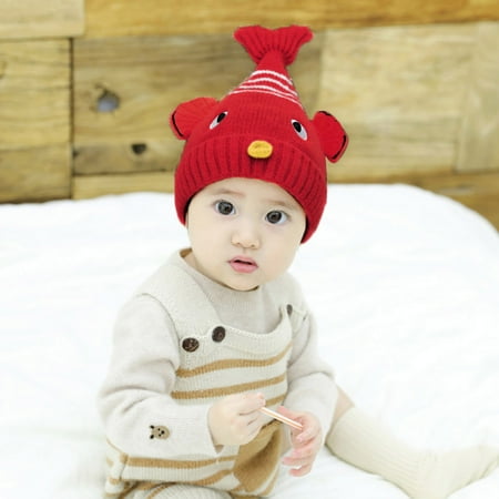 

Girl Boy Baby Winter Warm Cartoon Earflap Knit Crochet Beanie