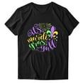 thumbnail image 4 of PNTUTB Women's Summer 2026 Mardi Gras Printed Casual Short Sleeve Round Neck Loose Comfortable T Shirt, 4 of 6