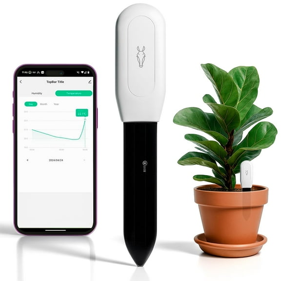 Smart Soil Moisture Sensor by — 2-in-1 Soil Moisture and Temperature Monitoring, for Indoor Planting and Gardening, App Controls and Notifications (1-Pack Sensor only)