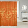 thumbnail image 2 of Damask Gothic Shower Curtain Antique Victorian Fabric Shower Curtain 72"Wx78"L,Vintage Floral Goth Bathroom Shower,Orange and Yellow, 2 of 6