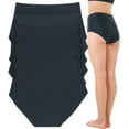 thumbnail image 6 of ToBeInStyle Women's 6 Pack High Waisted Seamless Basic Laser Cut Panties - Black - 4X-Large, 6 of 7
