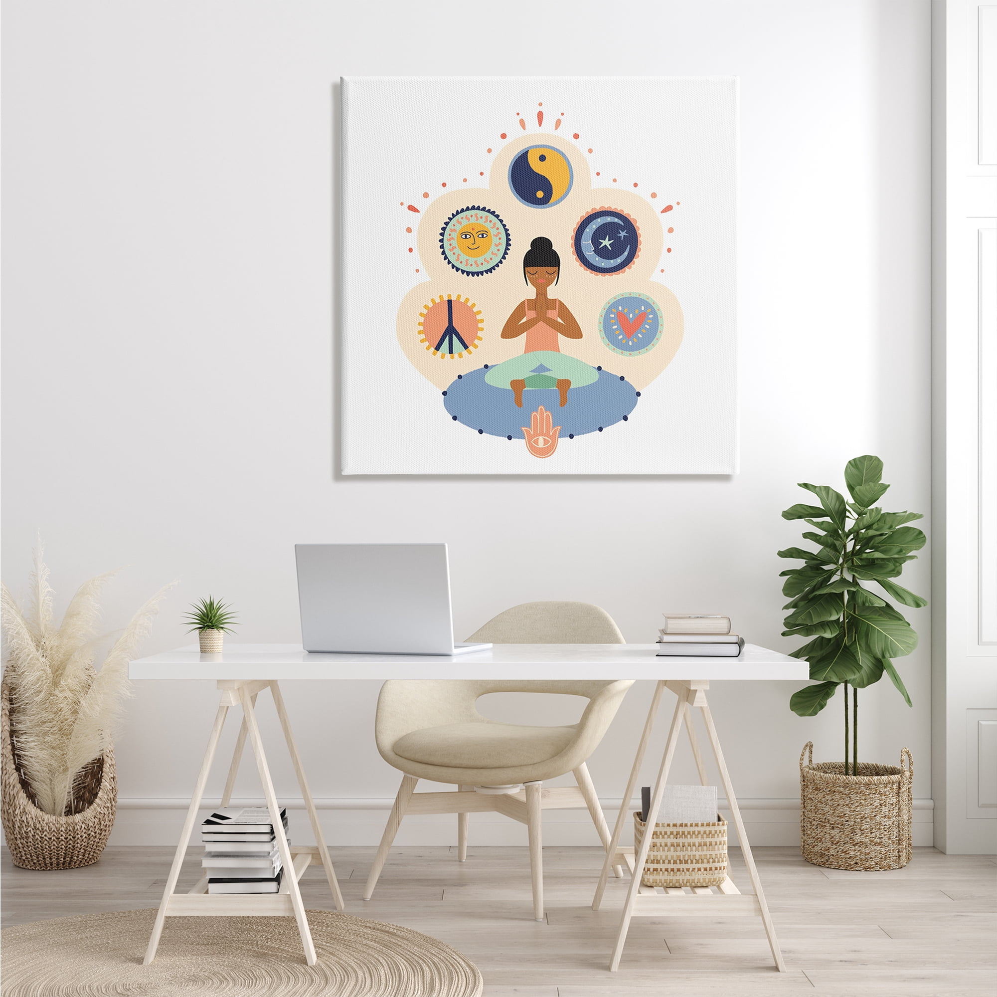 Stupell Industries Namaste Yoga Positive Thoughts Peace Love Balance, 36 x 36, Designed by Make Much Studios