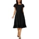 thumbnail image 2 of Vestido casual de verano para mujer INSPIRE CHIC con bolsillos, manga corta con volantes, cuello redondo, dobladillo con volantes, midi L negro, 2 of 6