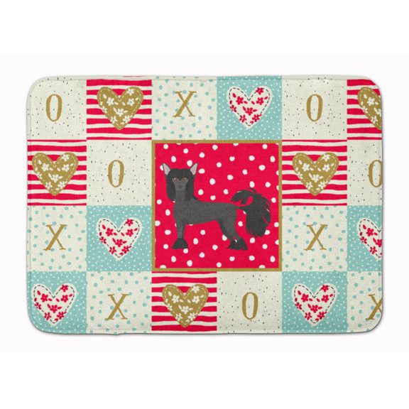Chinese Crested 1 Love Machine Washable Memory Foam Mat Red