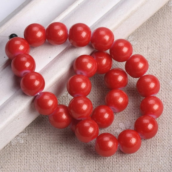 U8MO 4mm 6mm 8mm 10mm Round Shiny Foil Coated Opaque Glass Loose Spacer Beads Lot-10mm 20pcs-Red