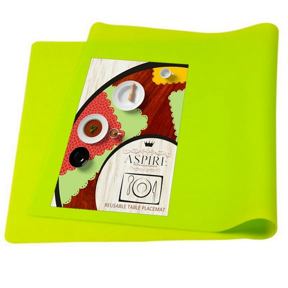 Aspire Extra-Large Thicken Non-slip Waterproof Silicone Placemats Flexible Table Mat 1 Piece-Green